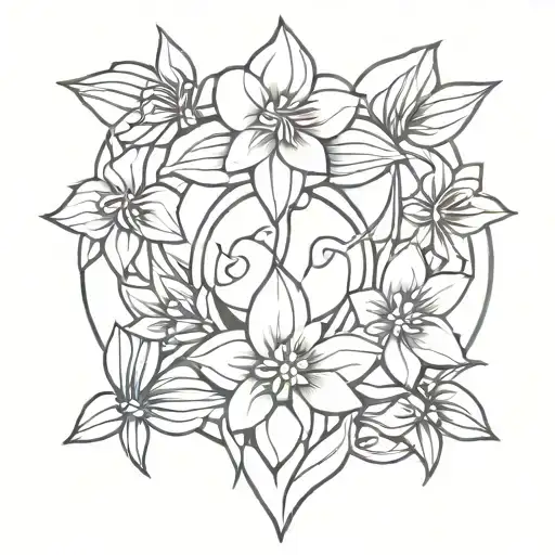 spiritual, prayer, flowers intertwined tattoo design idea