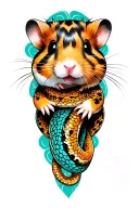hamster guinea pig snake leopard gecko framed tattoo design idea