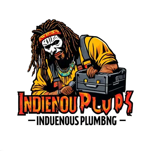"Indigenous Plumbing " dreadlock painted face Native American plumber holding a toolbox tattoo design idea