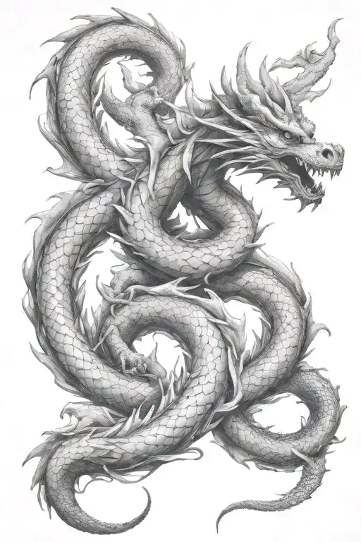 mythical dragon flying tattoo design idea