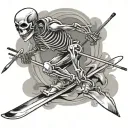 Skiing skeleton tattoo design idea