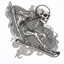 Skiing skeleton tattoo design idea