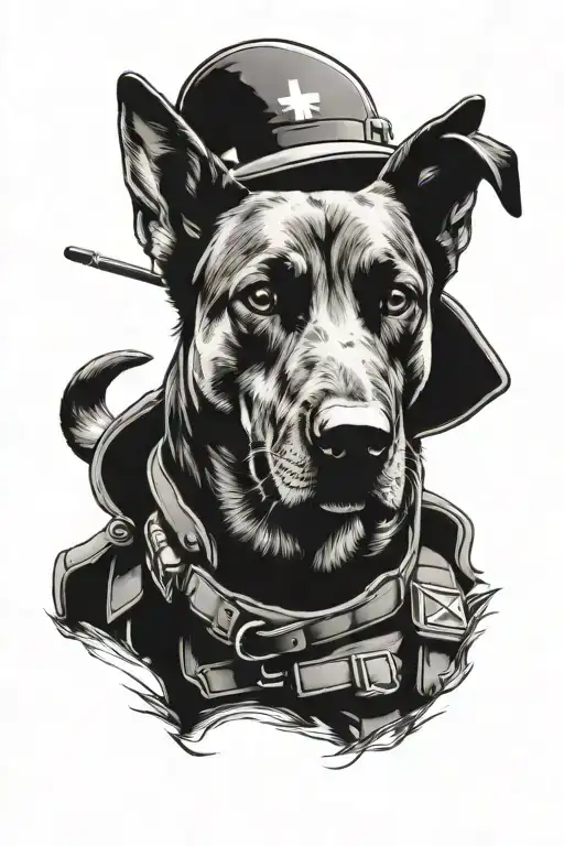 Swiss K9 army dog with Handler tattoo design idea