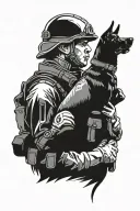 Swiss K9 army dog with Handler tattoo design idea