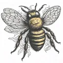 bee with crown tattoo design idea
