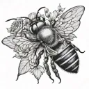 bee with crown tattoo design idea