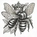 bee with crown tattoo design idea