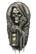 Grim reaper holding an hour glass tattoo design idea