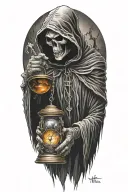 Grim reaper holding an hour glass tattoo design idea