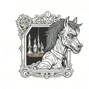 bojack horseman shooting himself in the mirror   tattoo design idea