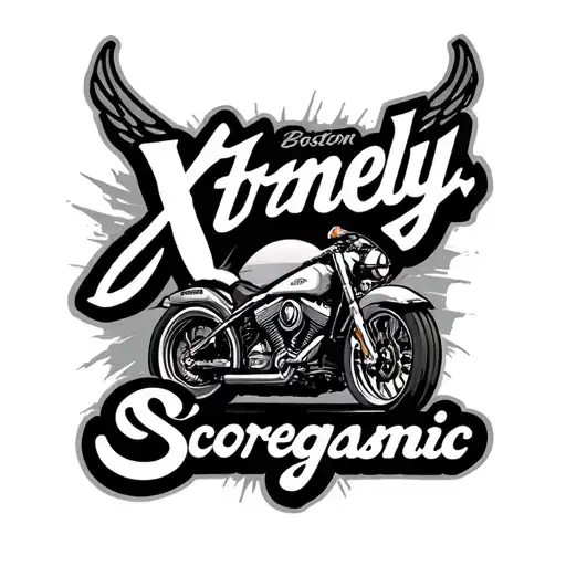 motorcycle club patch style with a Boston sports theme. top rocker "Xtrmely". bottom rocker "Scoregasmic" tattoo design idea