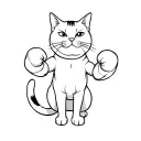 cat in boxing gloves, standing, arms open tattoo design idea