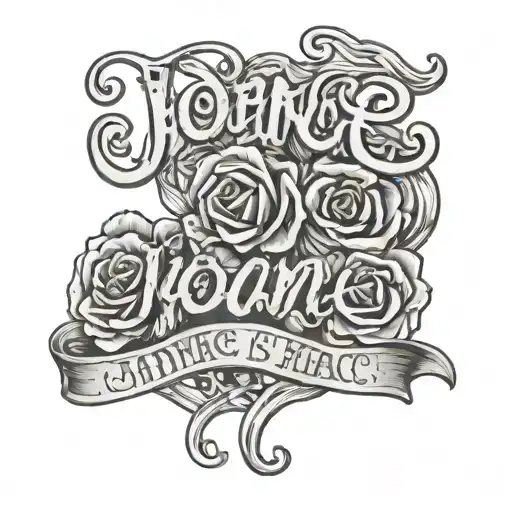 script text that says Joanne tattoo design idea