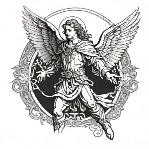 Saint Raphael the Archangel healing tattoo design idea