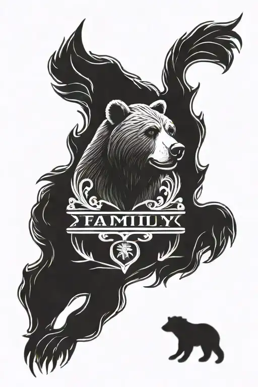 Family name crest with a bear  tattoo design idea