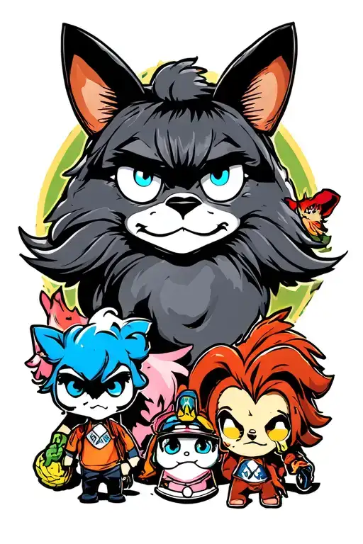 90's cartoon characters tattoo design idea