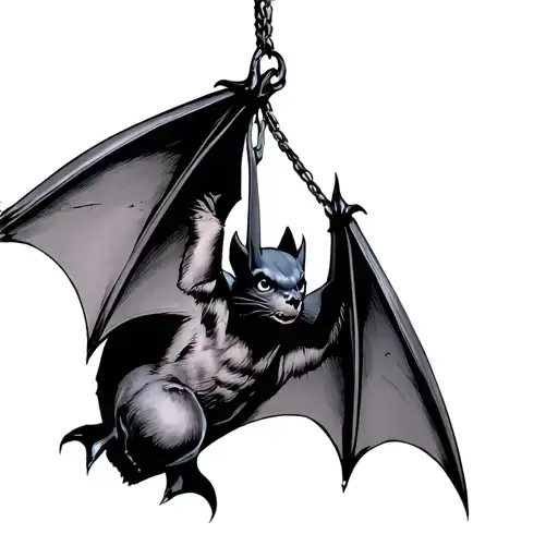 bat hanging upside down tattoo design idea