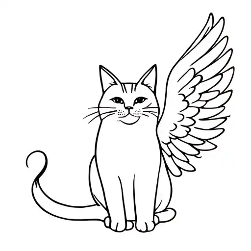 cat with angel wings tattoo design idea