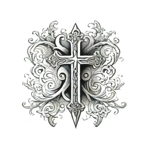 cross with the verse Exodus 15:2 tattoo design idea