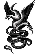 mirrored, snakes, renaissance, angel, fallen angel, third eye tattoo design idea