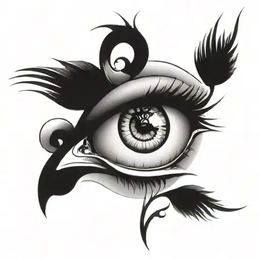 Eyes and 2004 written tattoo design idea