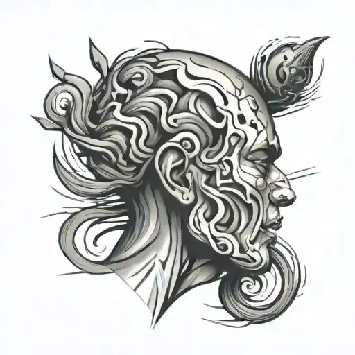 overthinking concept exploded head tattoo design idea