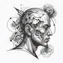 overthinking concept exploded head tattoo design idea