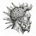 overthinking concept exploded head tattoo design idea