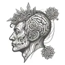 overthinking concept exploded head tattoo design idea