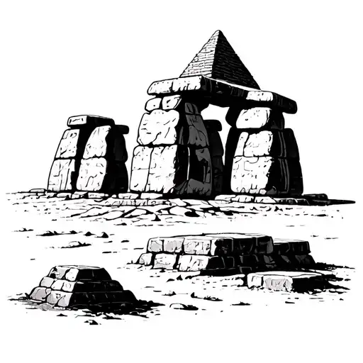 Stonehenge, pyramids, ancient aztec tattoo design idea