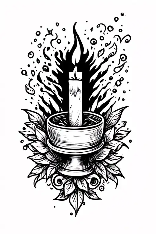 double ended candle burning tattoo design idea