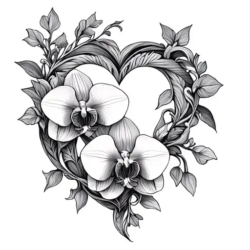 valentines day filigree vine intertwined with orchids blooming tattoo design idea