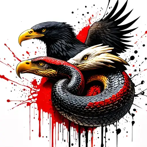 The snake and the eagle  tattoo design idea