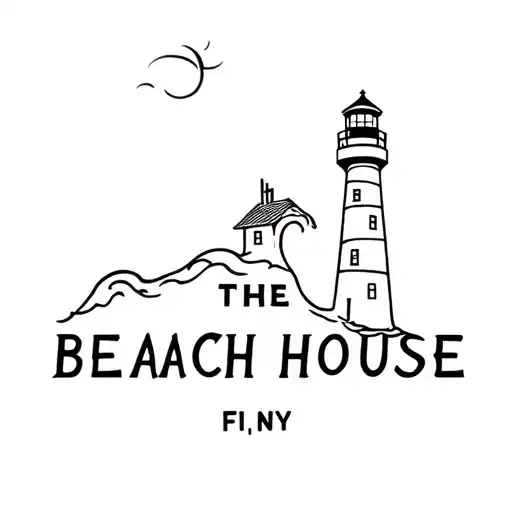 "The beach house FI,NY" ocean lighthouse wave tattoo design idea