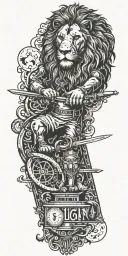 Lion Punjab map with a sword, Tractor, Playing Cards, Letter "G", Stocks, Mechanic  tattoo design idea