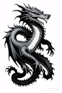 dragon around my leg, black, white, gray tattoo tattoo design idea