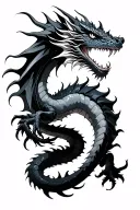 dragon around my leg, black, white, gray tattoo tattoo design idea