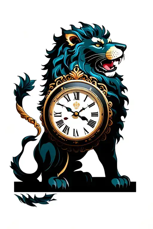 lion clock with a tattoo design idea