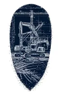 Create a dotwork tattoo featuring a detailed blueprint of a construction site with heavy machinery tattoo design idea