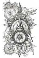 Compass bicycle all seeing eye tattoo design idea