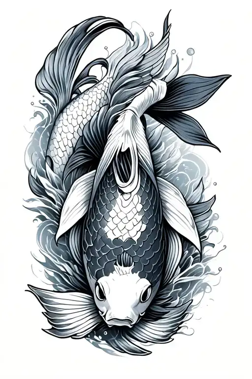japanese koi fish surrounded tattoo design idea