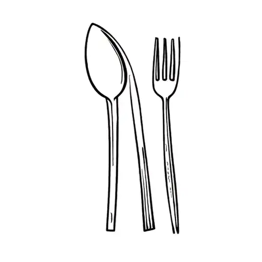spoon fork knife and chopsticks Minimalism style tattoo design idea