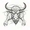 angry bull's head tattoo design idea