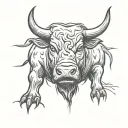 angry bull's head tattoo design idea