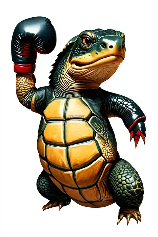 Snapping turtle with boxing gloves tattoo design idea