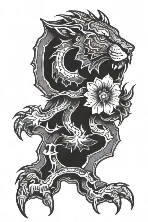 fang on the elbow length tattoo tattoo design idea