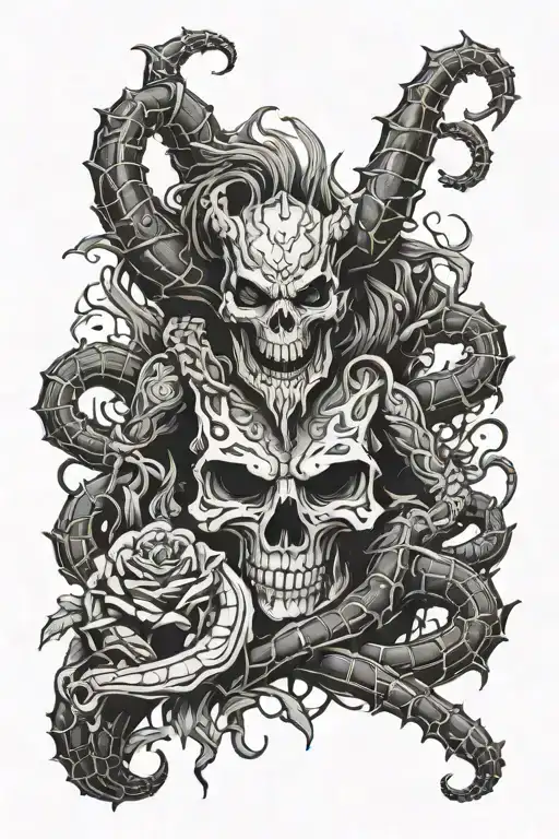 hades with a pet scorpion tattoo design idea