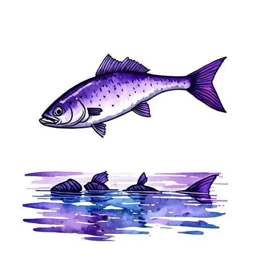 Dad Memorial purple fishing tattoo design idea