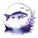 Dad Memorial purple fishing tattoo design idea