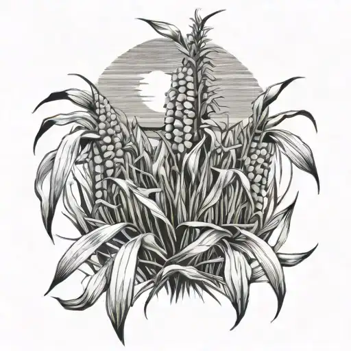 corn field black sky within state of Iowa outline  tattoo design idea